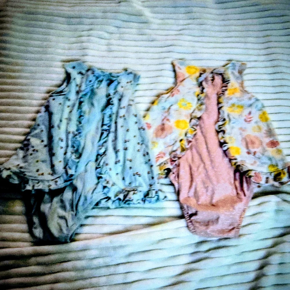 Child of Mine Blue and Pink Floral Romper Dress